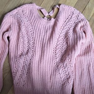 Women's Pink Cable Knit Sweater
